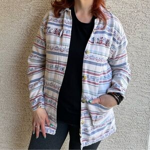 Southwestern Western Aztec Oversized Casual Shacket Shirt Jacket Boho Festival